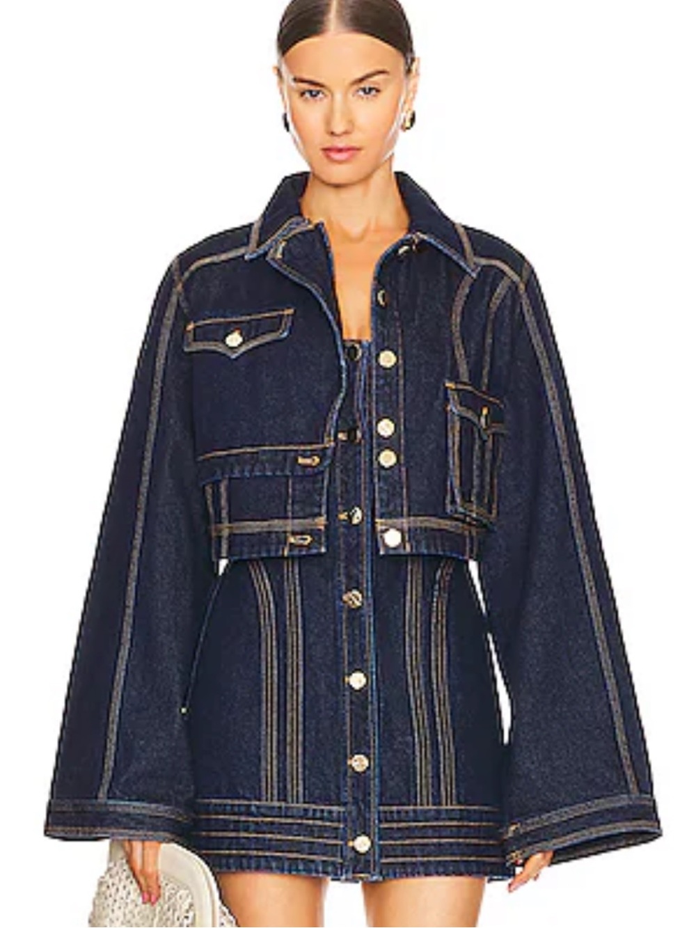 NWT Acler Valleybrook Jean Jacket Dark Indigo Blue Cropped Size US 2 *